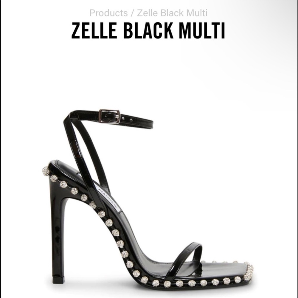 Steve Madden Black Multi Embellished Ankle-Strap Heels